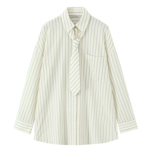 Women's Fashion Simple Tie Loose Shirt