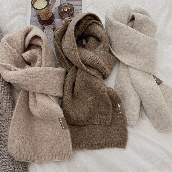 Soft Sticky Warm Fashion Basic Outer Wear Solid Color Scarf For Women