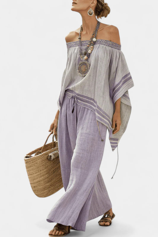Plus-size Loose Casual Womens Beach Two-piece Set