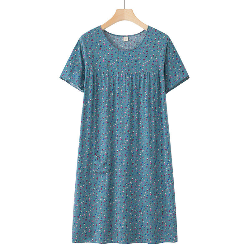 Women's Thin Loose Cotton Silk Short-Sleeve Dress