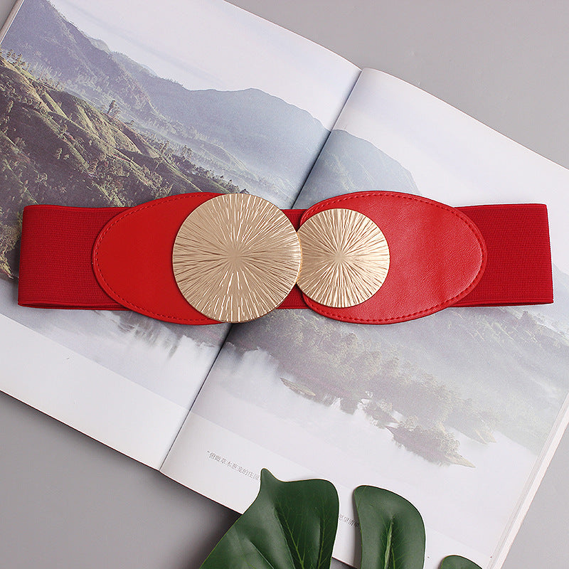 Women's Belt Wide Summer Elastic Girdle Decoration Red Elastic Belt Skirt Skirt Dress New All-match