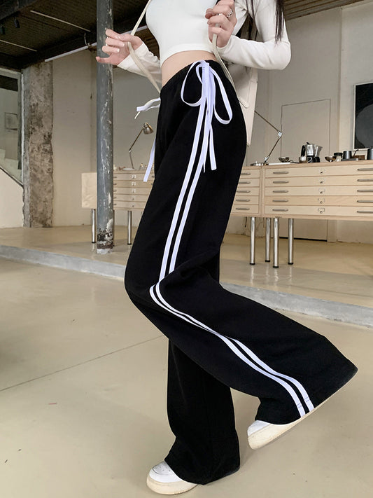 Bow Line Casual Pants American High Waist