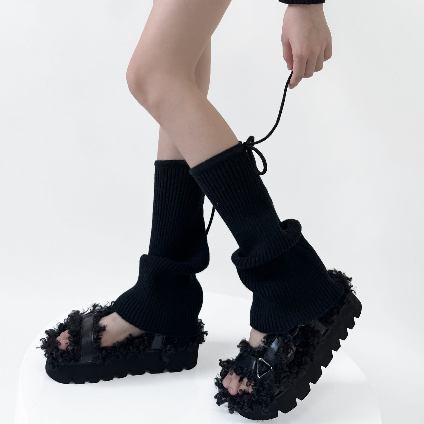 Pure Color Micro-la Pile Style Leg Warmer Milk White Calf Socks Spring And Autumn