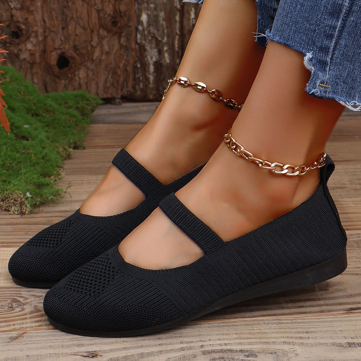Round Head Comfortable Flat Casual Shallow Mouth Flying Woven Pumps