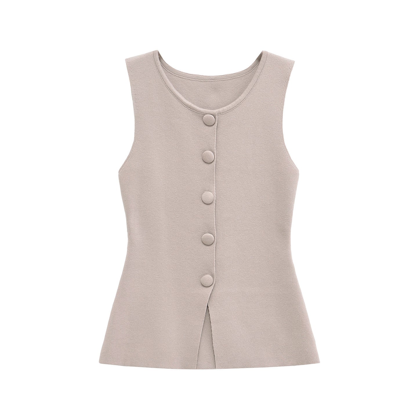 Fashionable Soft Decorated Row Button Vest Top
