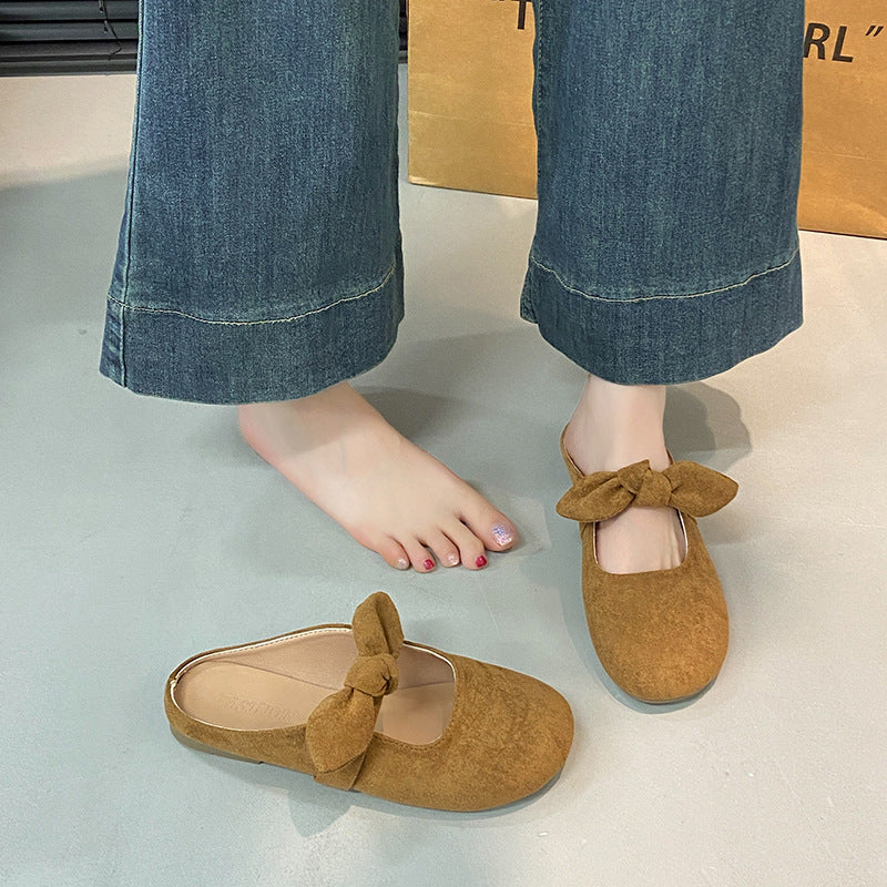 Plus Size Women's Shoes Bow Toe Half Slippers
