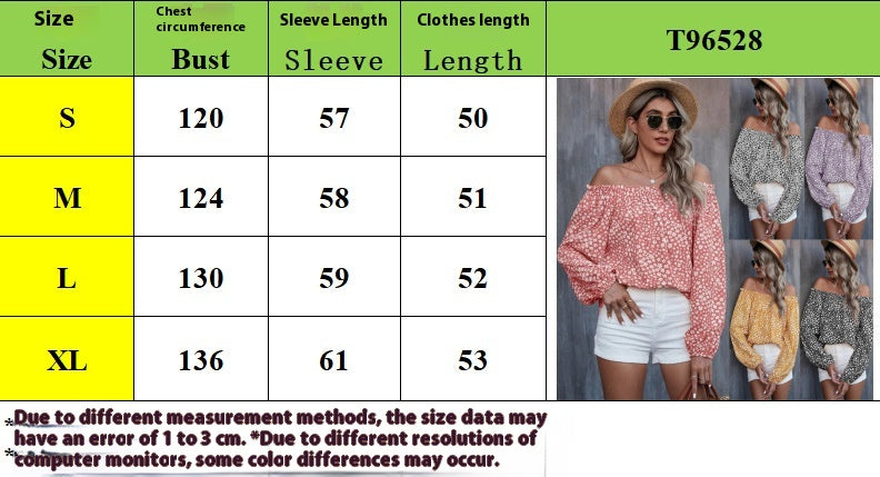 Women's Off-shoulder Printed Long Sleeve Loose Shirt