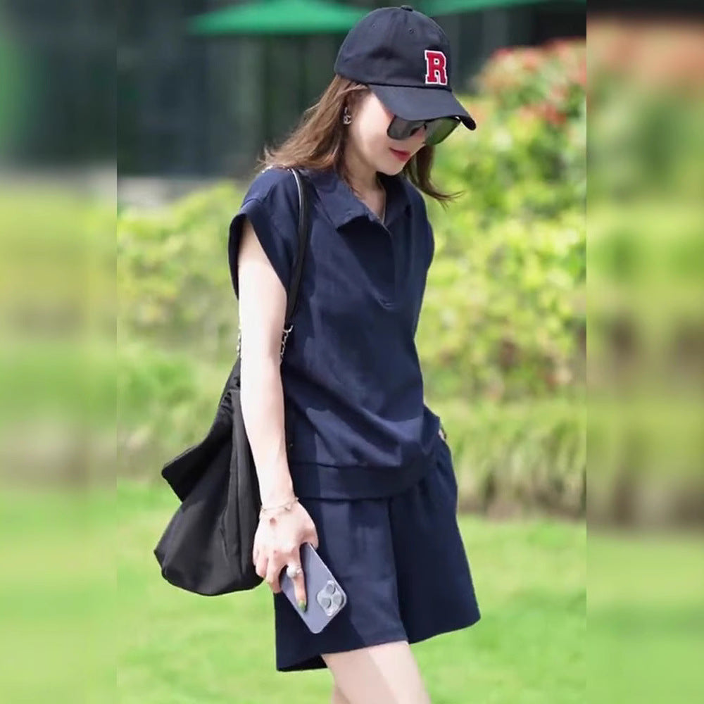 T-shirt And Athletic Shorts Slimming Two-piece Set