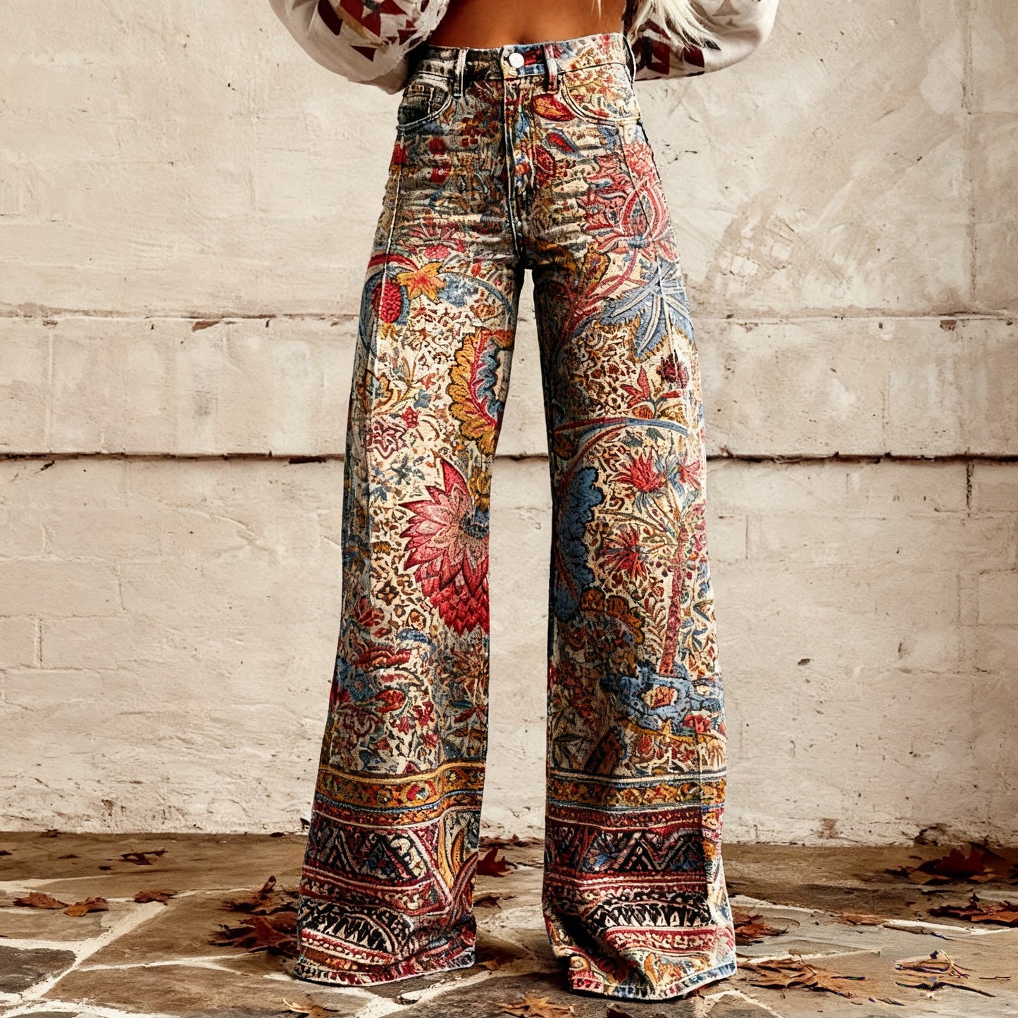 Slim-fit Twill Faux Denim Jeans Casual And Versatile