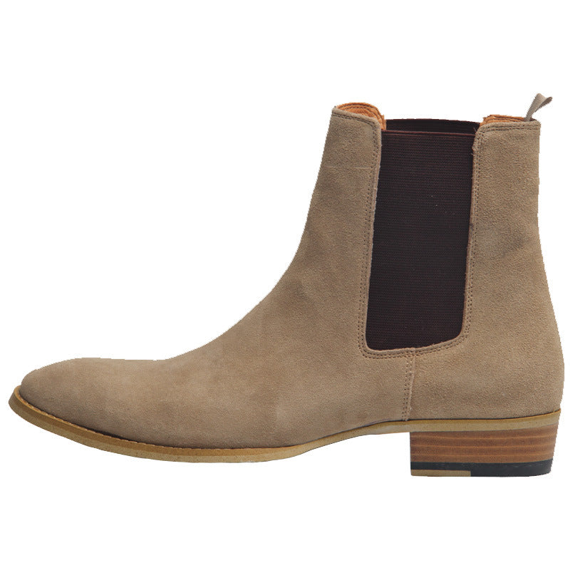 Men's Pointed Deerskin Elastic Martin Boots