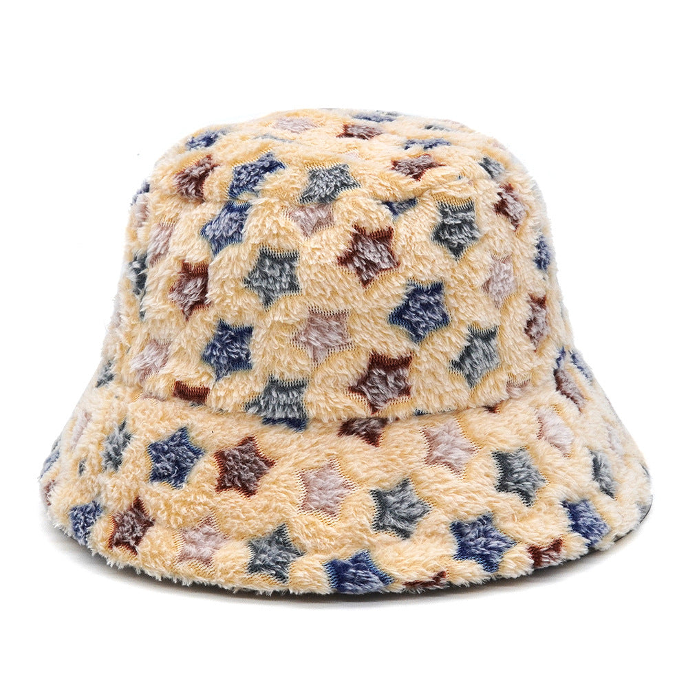 Women's Plush Cartoon Jacquard Bucket Hat