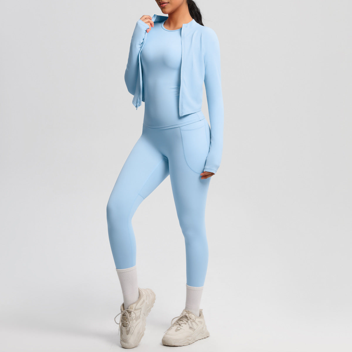 Women's Tight Sports Zipper Jacket Slimming Fitness Suit