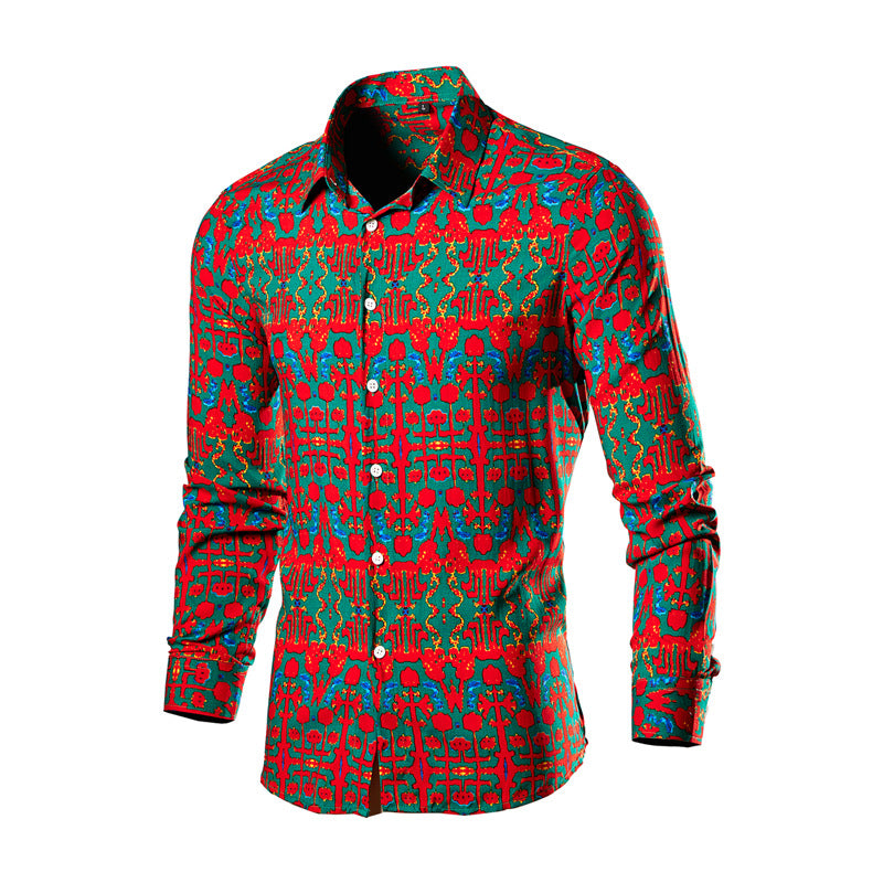 Northeast Big Flower Long-sleeved Colored Shirt