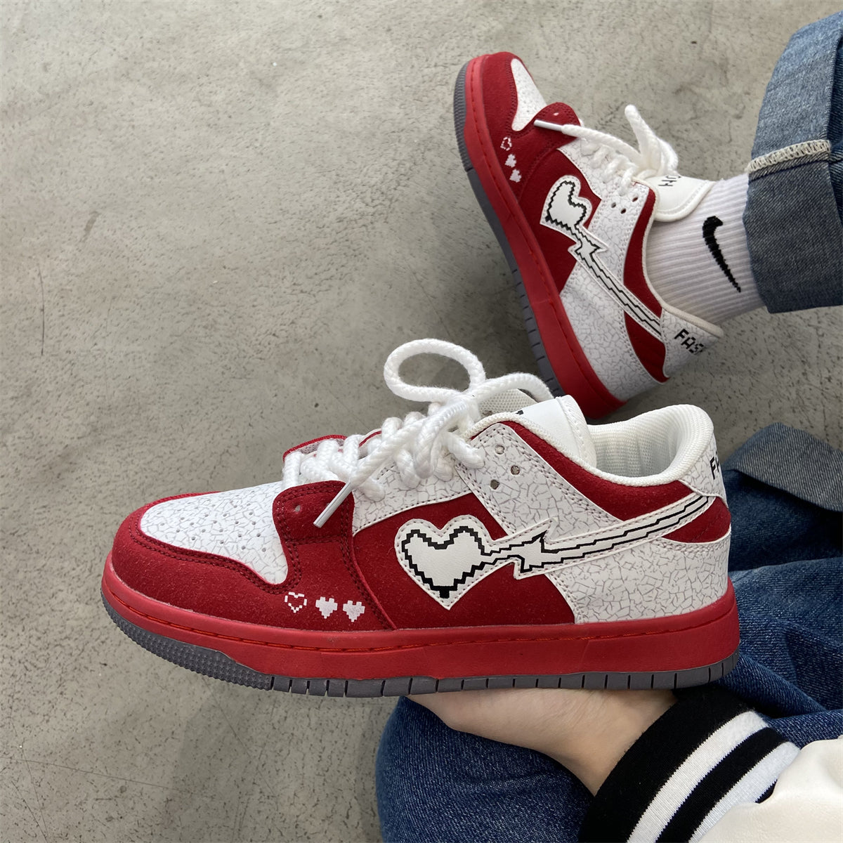 Pixel Heart Røde Skatersko Dame