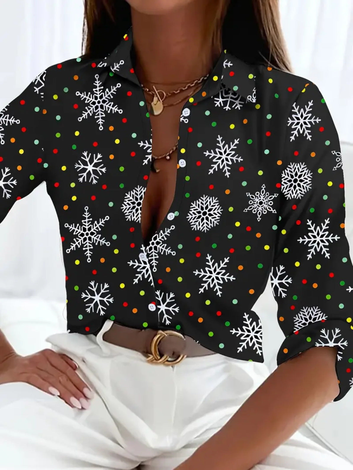 Versatile, High-quality Womens Long-sleeve Christmas Shirt