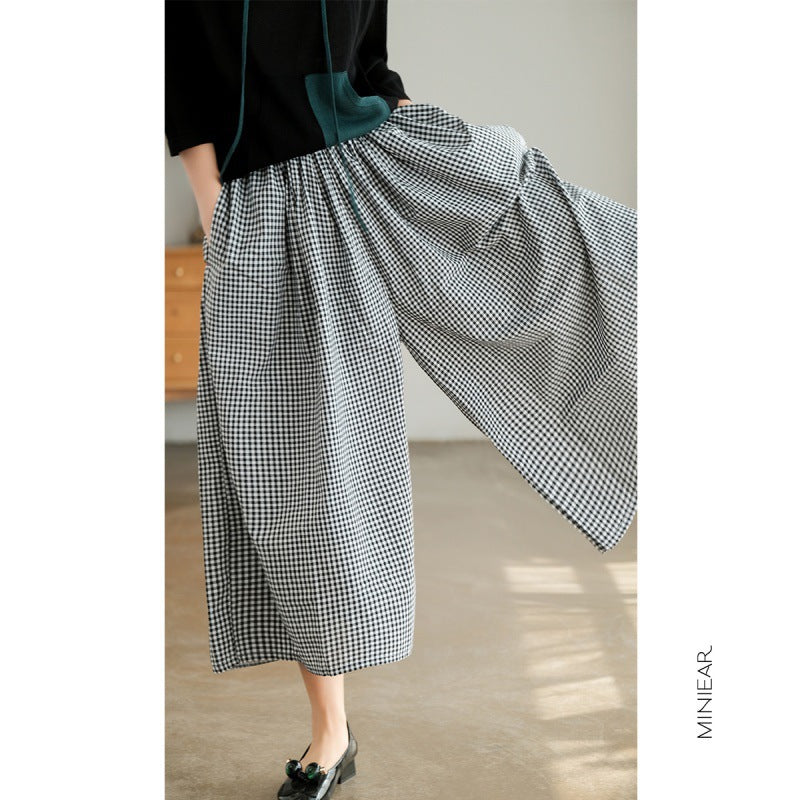 Wide Leg Culottes Plus Size Loose Cotton And Linen Comfortable Casual Pants