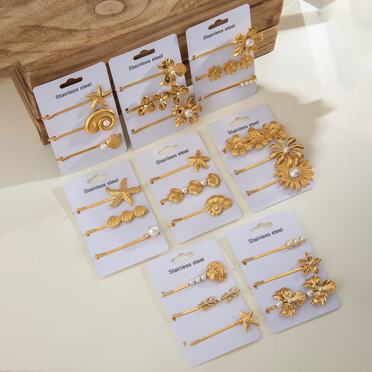 Lady's Flower Simple Titanium Steel Barrettes Suit