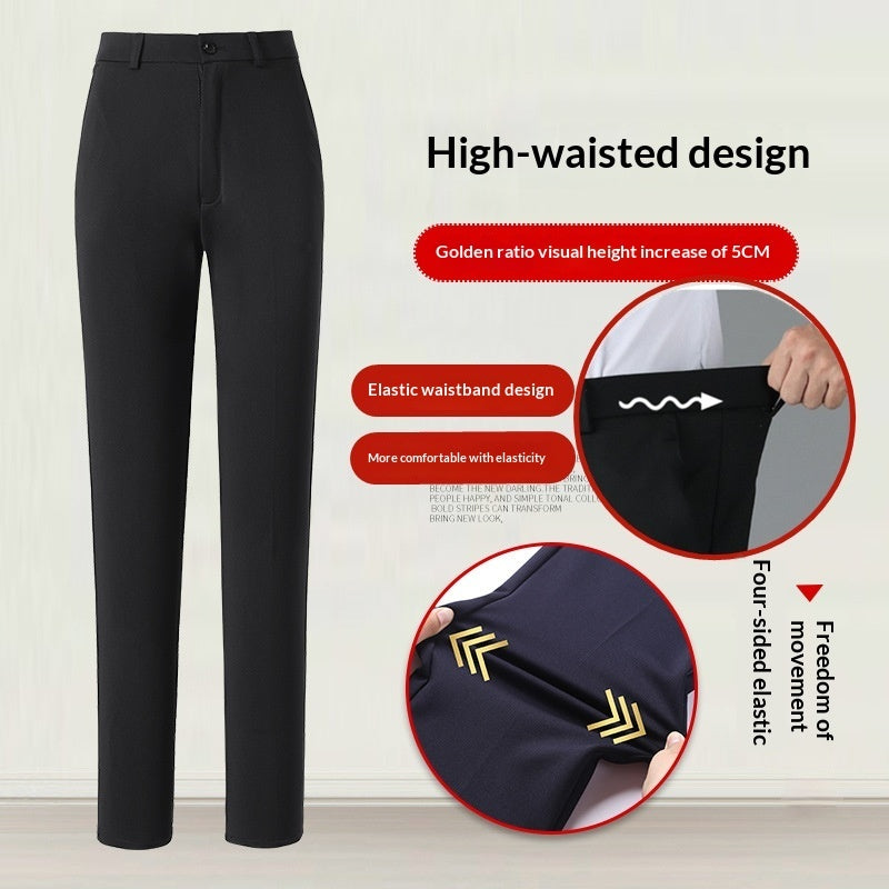 Women's Professional AutumnWinter Thick Fleece High-Waisted Straight Pants