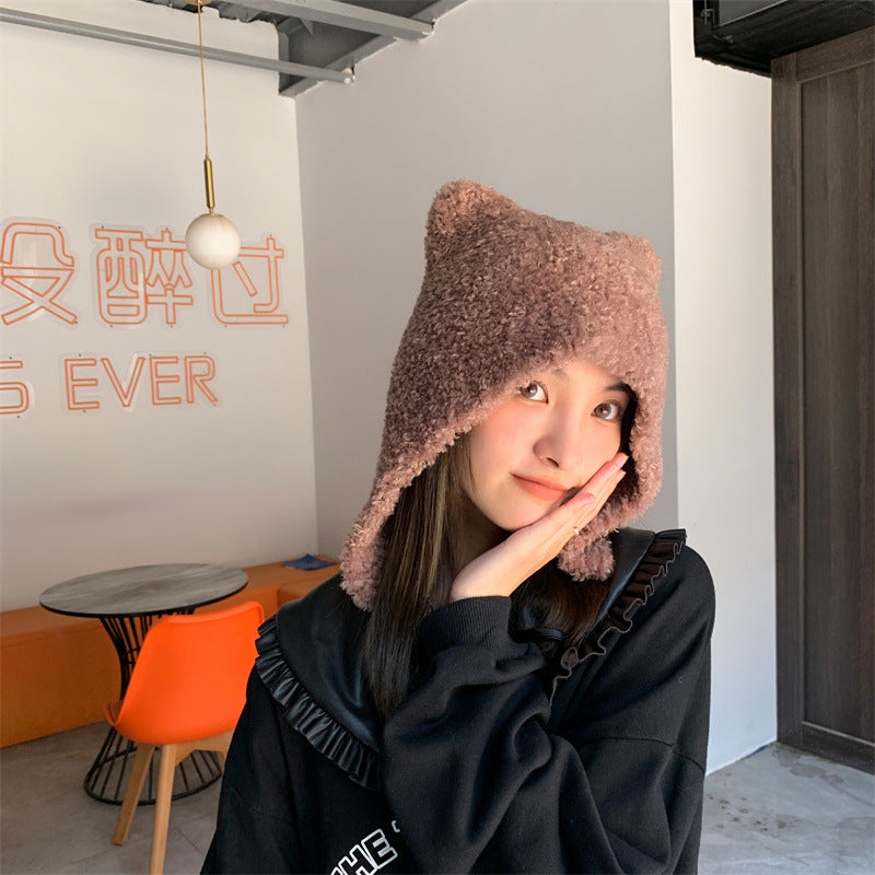 Female Fashion Warm Cat Ears Pullover Hat