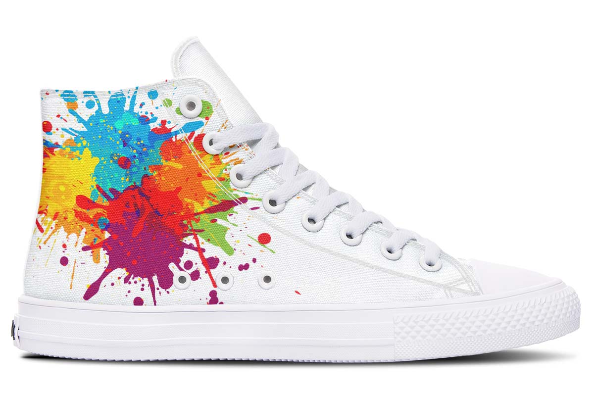 Men's And Women's Fashion Color Printing High-top Canvas Shoes