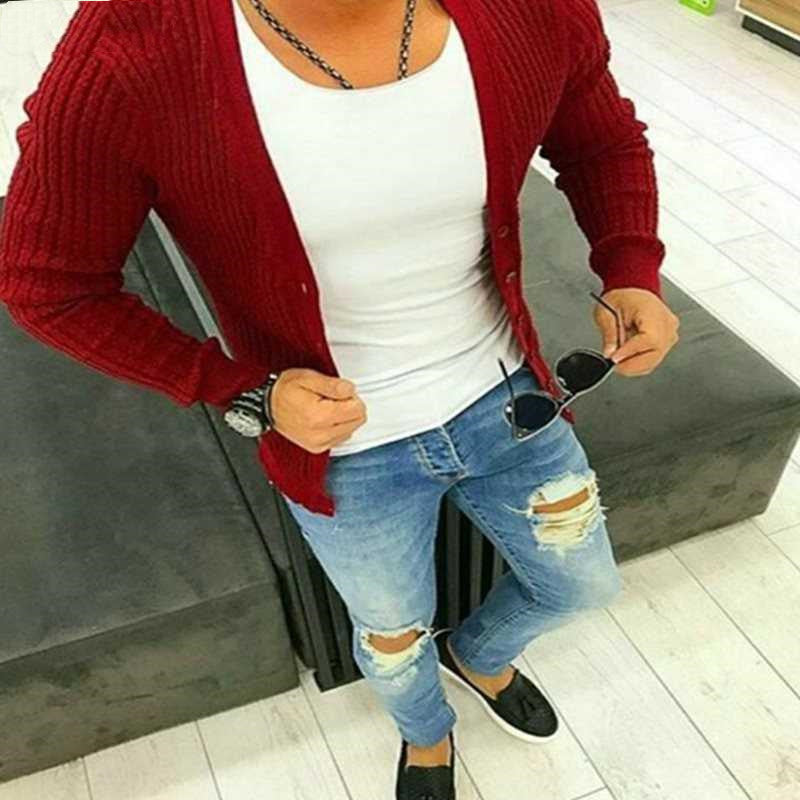 New Men's Loose Knit Sweater Sweater Coat