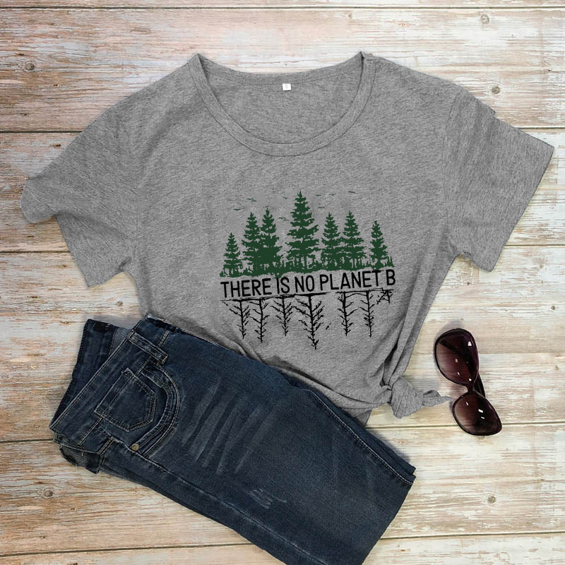 Pine Forest Pattern European And American Street Popular Short-sleeved T-shirt Female