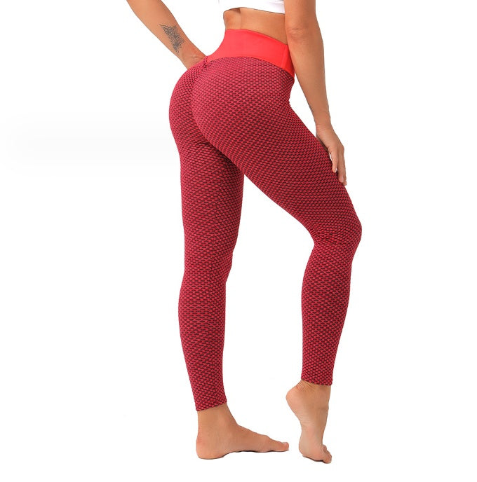Birds-eye Honeycomb Lattice Bottoming Sweatpants Fitness Peach Hip Trousers