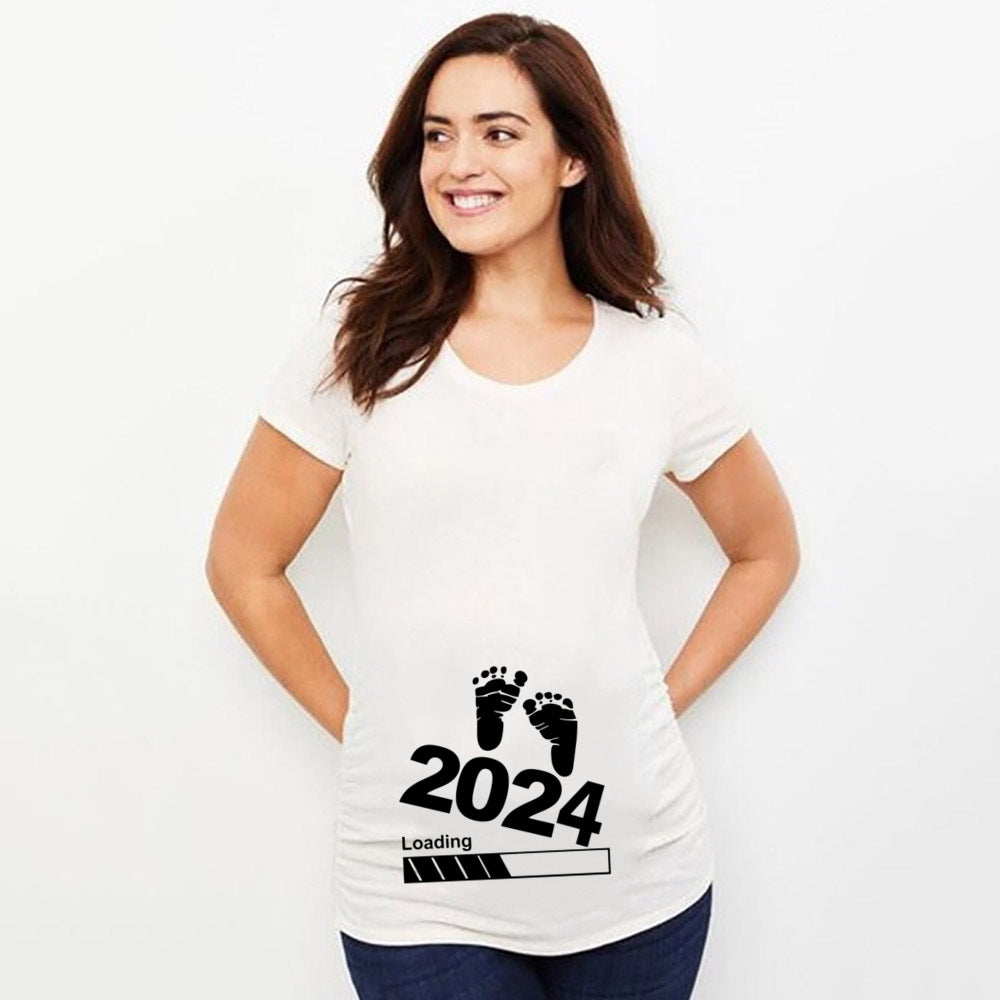 Baby Loading Printed Maternity T Shirt Pregnant Clothes