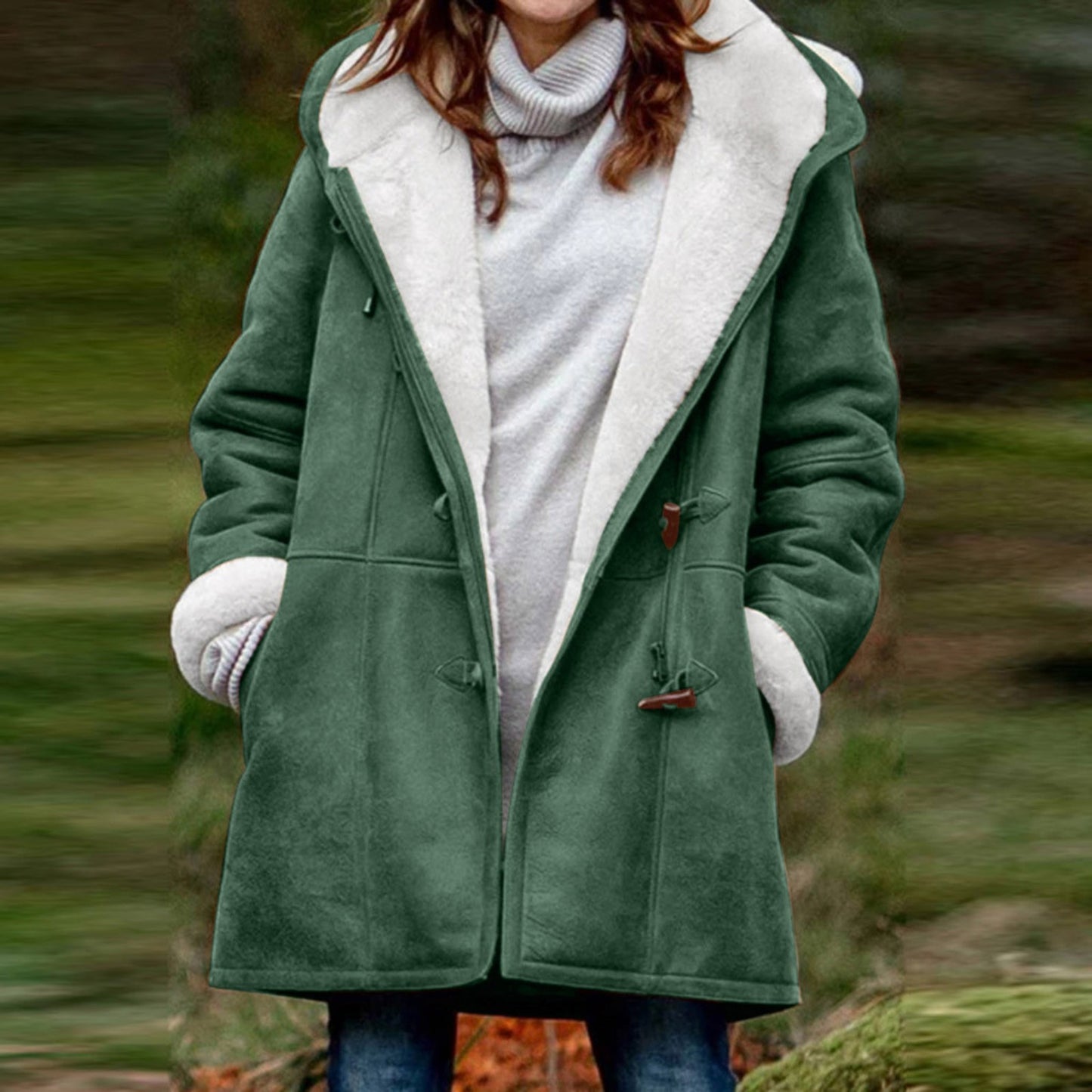 New Coat With Cashmere Fur Collar Pockets Women's