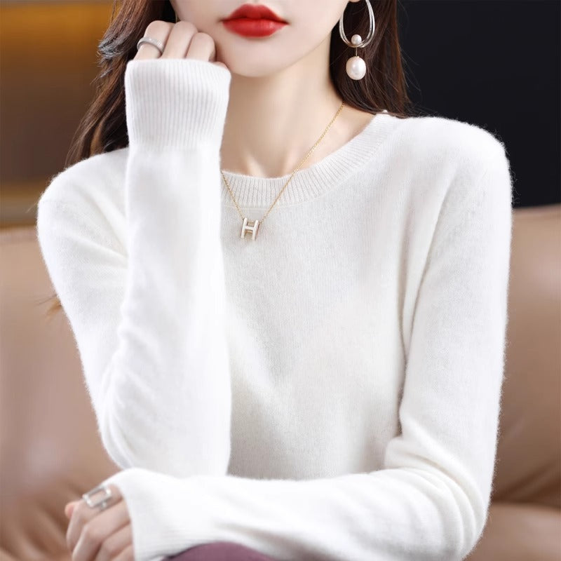 Round Neck Pure Wool Women's Sweater Loose Autumn And Winter