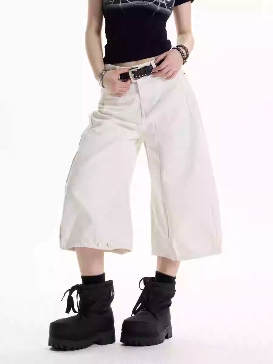 American Retro Hot Girl Style White Wide-leg Casual Pants
