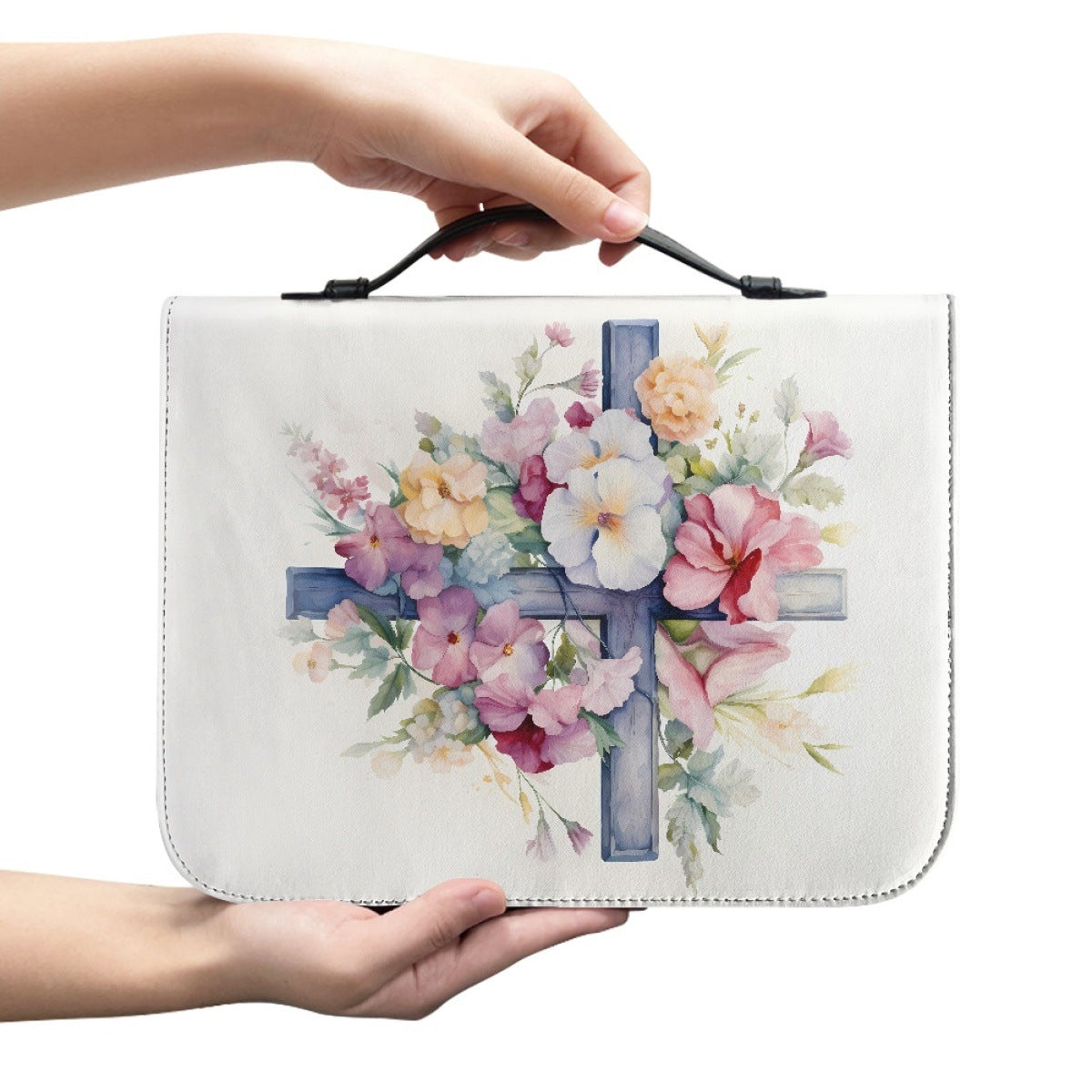 Portable Printing Book Protection Storage Holy Book Cross Sunflower Handbag