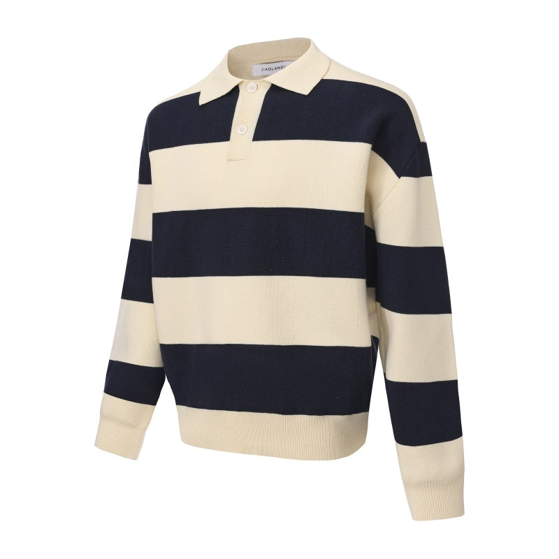 Autumn And Winter Basic Korean-style Loose Blue And White Striped Versatile Loose Sweater