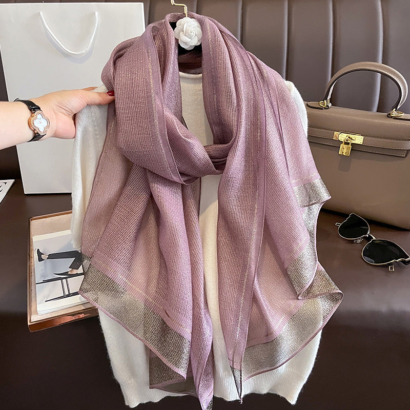 Women's Lightweight Silk Shawl, Elegant Long-style For Socialites