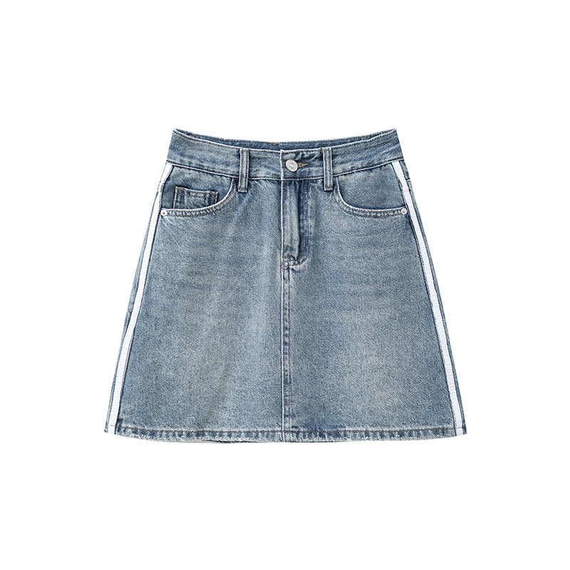 Loose Slimming A- Line Anti-exposure Ribbon High Waist Skirt