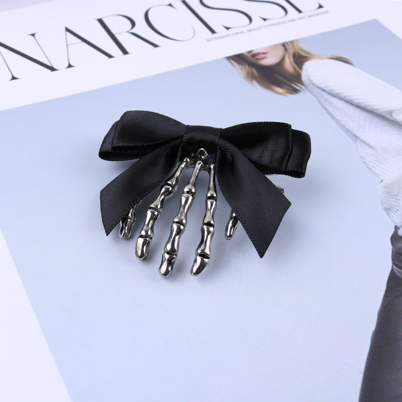 Personality Bow Skull Ghost Hand Claw Hairpin Headdress Retro Duckbill