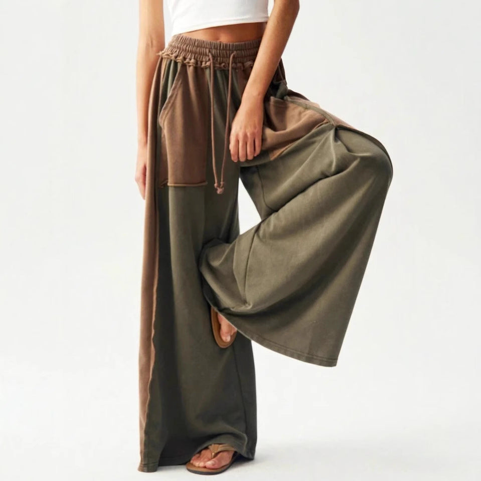 Cotton Casual Loose Japanese Style Retro Minority Splicing Design Casual Pants