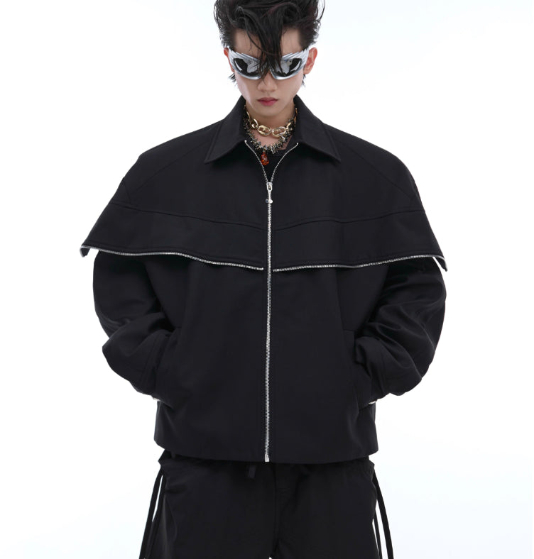 Cape Stitching Padded Shoulder Jacket Simple High-end Jacket