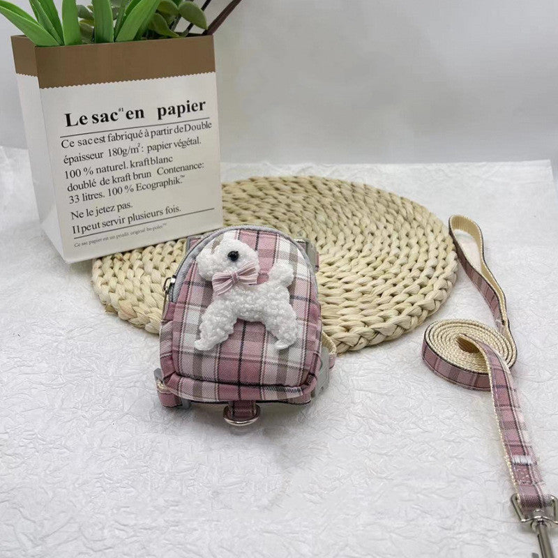 Pet Backpack Teddy Bear Traction Rope Cat Dog Chest Strap