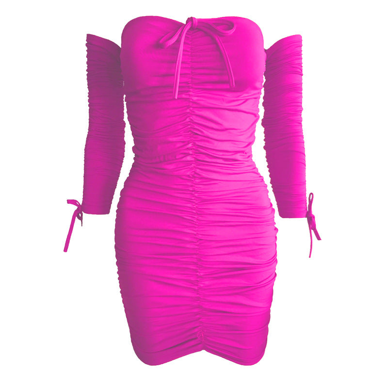 shoulder Long-sleeved Tube Top Sexy Dress 1One-