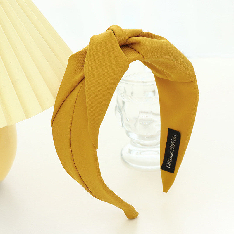Pure Color Fabric Cross-knotted Headband Temperament Ladies