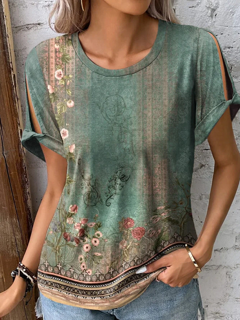 Women's Casual And Comfortable Short-sleeve Printed Top