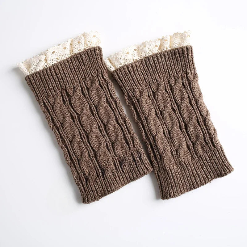 Lace Socks Twist Knit Wool Leg Warmers