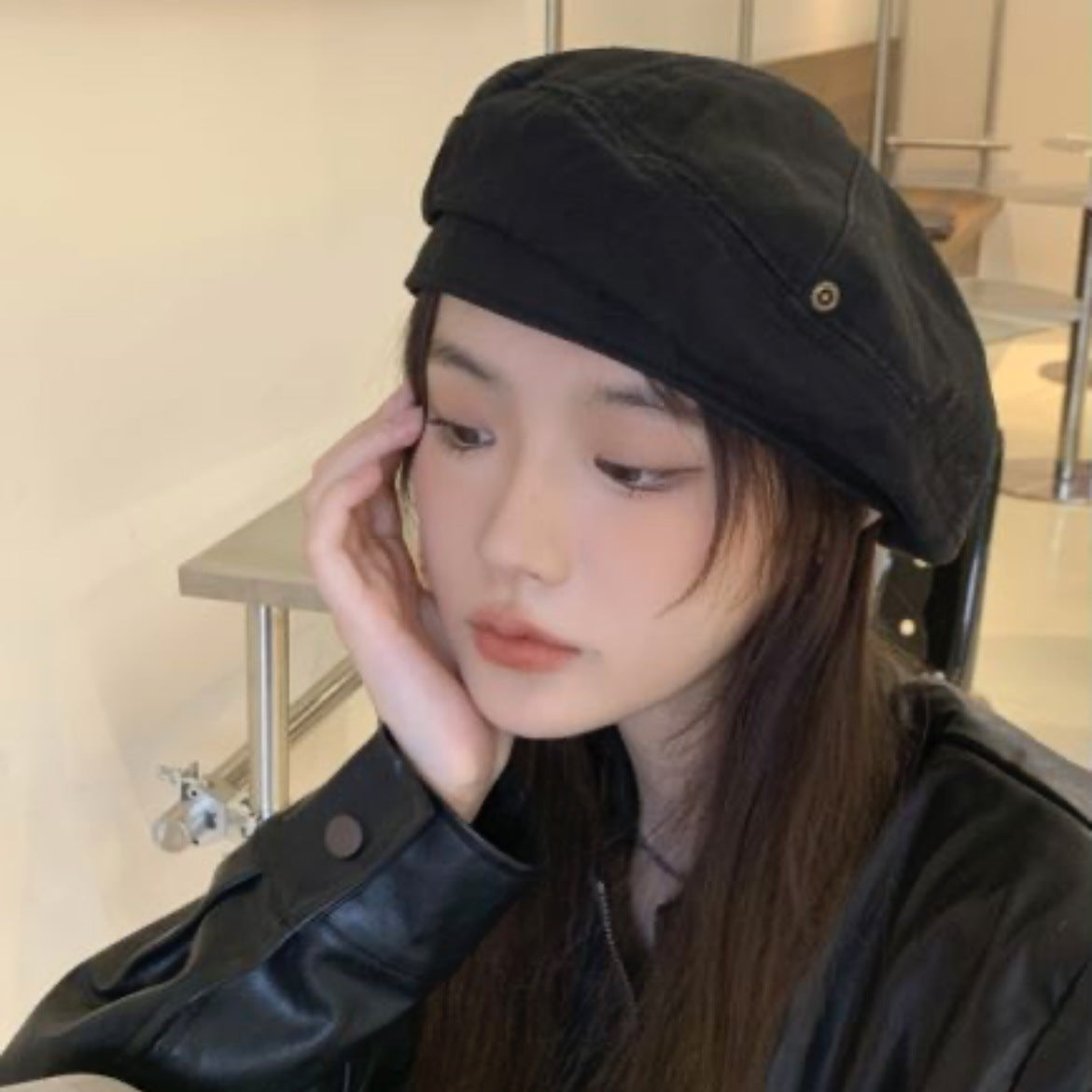 Women's Retro Washed Denim Beret