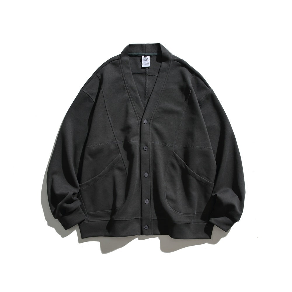Autumn New Four-color V-neck Cardigan Casual Jacket For Men