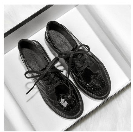 Women's British Style Patent Leather Thick-soled Small Leather Shoes