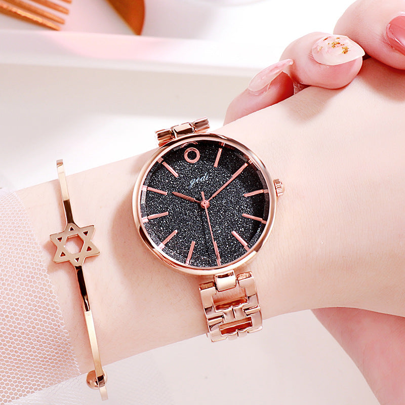 GEDI New Starry Fashion Women's Watch Student Trendy Steel Belt Watch Internet Celebrity Same Simple Ins Style Women's Watch