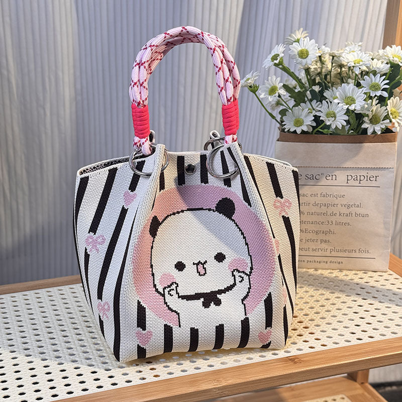 Knitted Buckle Bag Portable Large Capacity