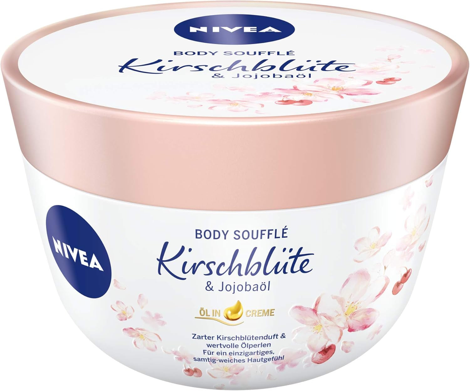 NIVEA Body Soufflé - Aceite De Flor De Cerezo Y Jojoba (200 Ml), Cuidado Corporal Para 24 Horas De Hidratación, Loción Para Piel Seca Y Muy Seca