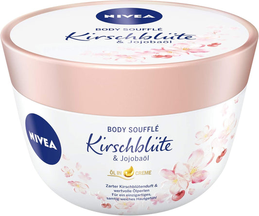 NIVEA Body Soufflé - Aceite De Flor De Cerezo Y Jojoba (200 Ml), Cuidado Corporal Para 24 Horas De Hidratación, Loción Para Piel Seca Y Muy Seca